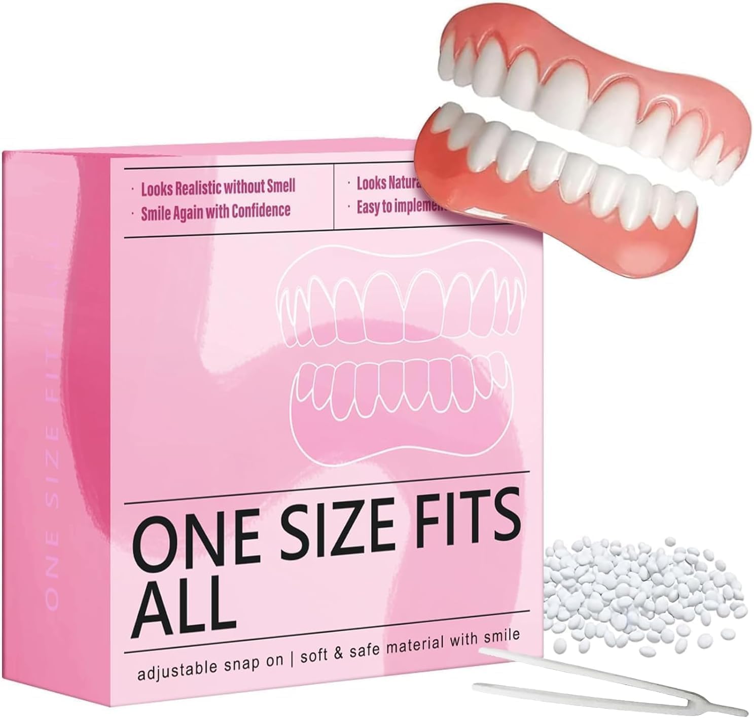 Temporary Veneers Kit for Women and Men, Tooth Replacement Kit, Nature and Comfortable Temporary Kit (Pink)