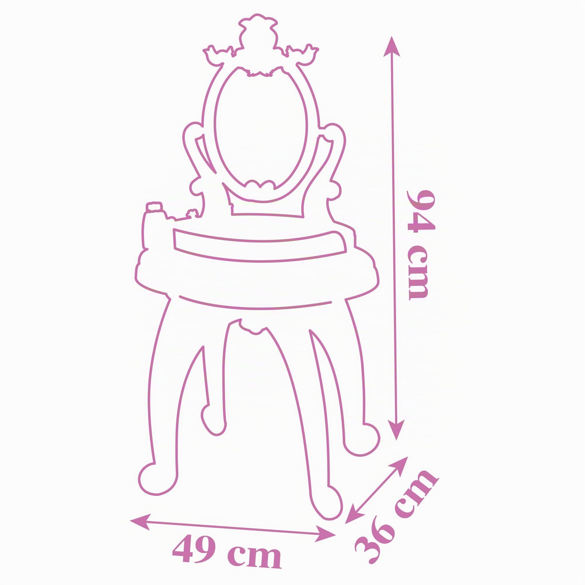 Smoby - Disney Princess specchiera 2 in 1, 7600320250, +3 anni, con sgabello, specchio girevole, da specchiera a tavolo, 10 accessori