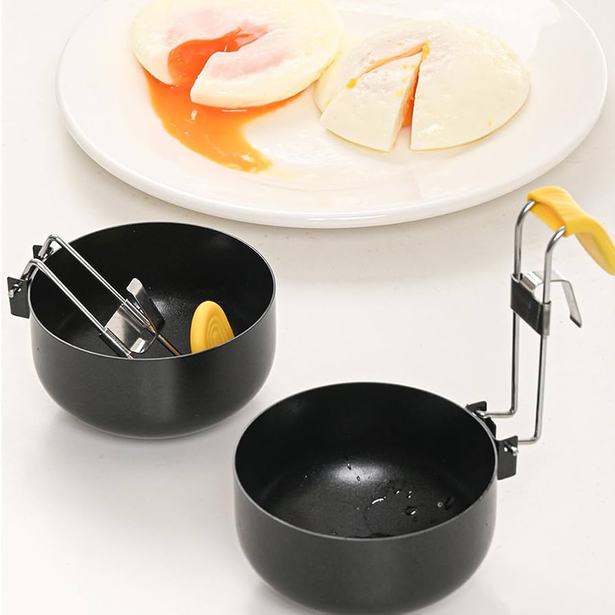 Egg Poacher 2 Pieces Stainless Steel Poached Egg Non-Stick Poached Eggs Cups Egg Poaching Cups Egg Poacher Insert