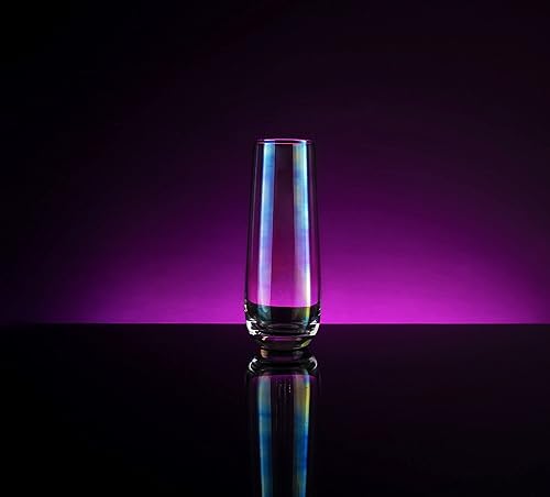 Miniatura 5 de Iridescent Luster Pearl Radiance - Juego de 4 copas de champán de 10 onzas cada una, copa de vino grande con perlas blancas radiantes, copas de vino