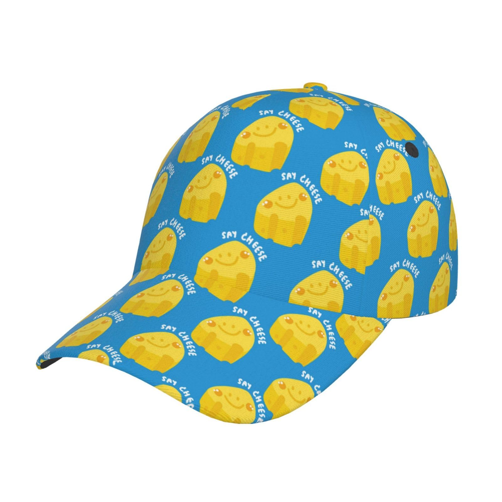 NIUNEWBaseball Caps for Men Women Adjustable Trucker Hats for Mens Womens Cute Cheese Funny Blue