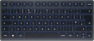 CHERRY KW 7100 MINI BT, Teclado Compacto Multidispositivo con 3 canales Bluetooth®, Disposición Británica (QWERTY), Diseño Plano, incluye Bolsa de Transporte, Slate Blue