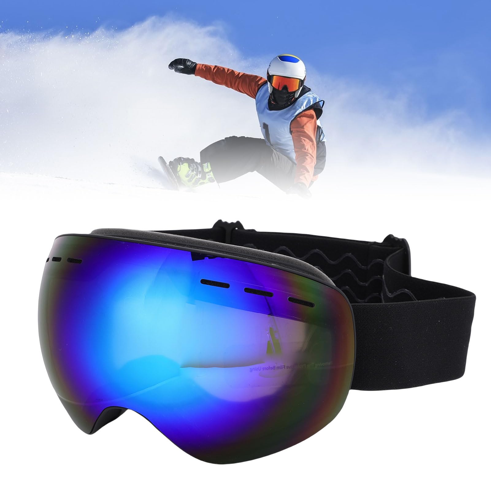 BuyWeek OTG Lunettes de ski polarisées coupe-vent double couche anti-buée pour homme et femme Sports d'hiver