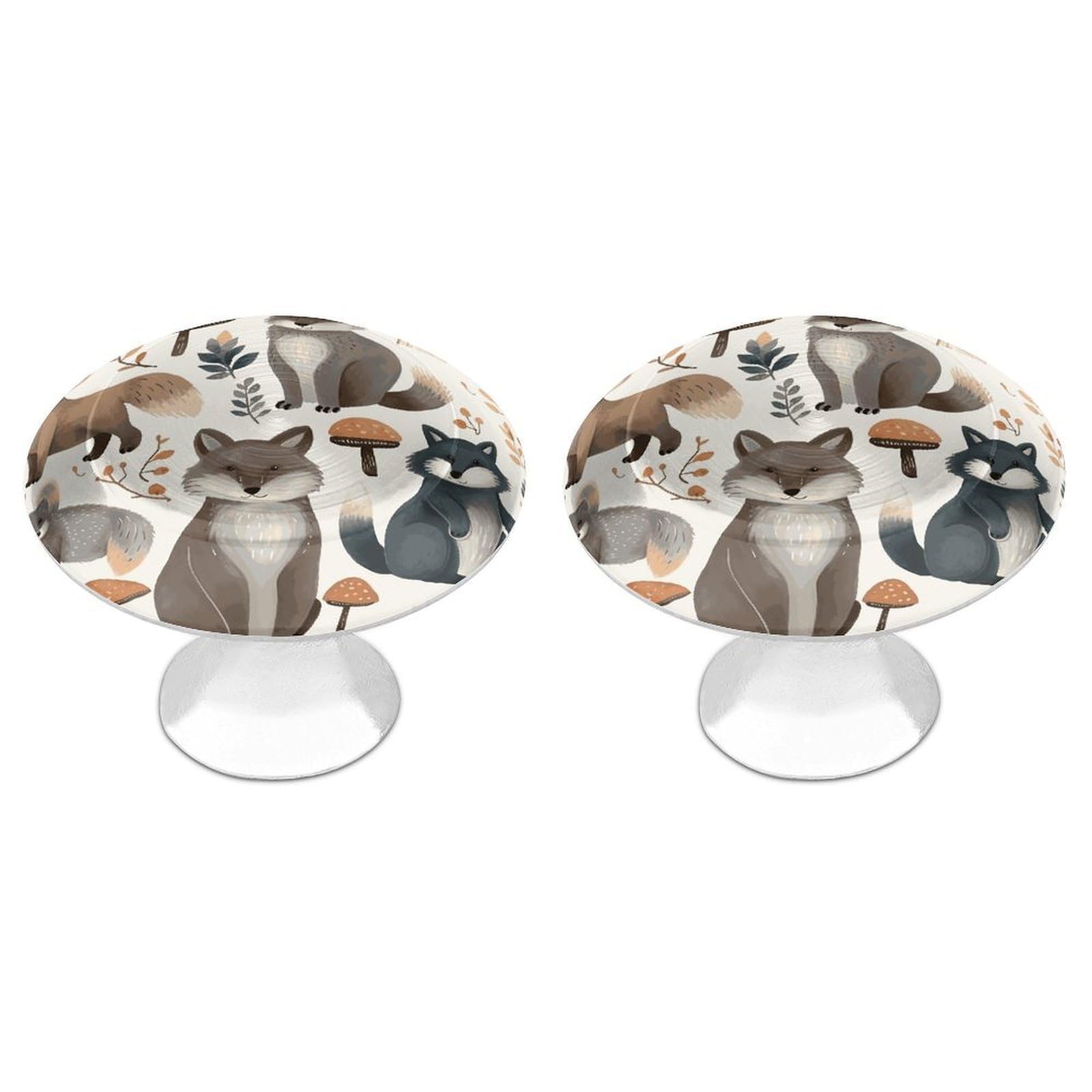FekiLoot Woodland Raccoon Animals Cabinet Knob Kitchen Drawer Knob Stainless Steel Round Drawer Pulls Modern Cabinet Hardware Vintage Dresser Drawer for Kitchen Bathroom Closet Dresser Cabinets