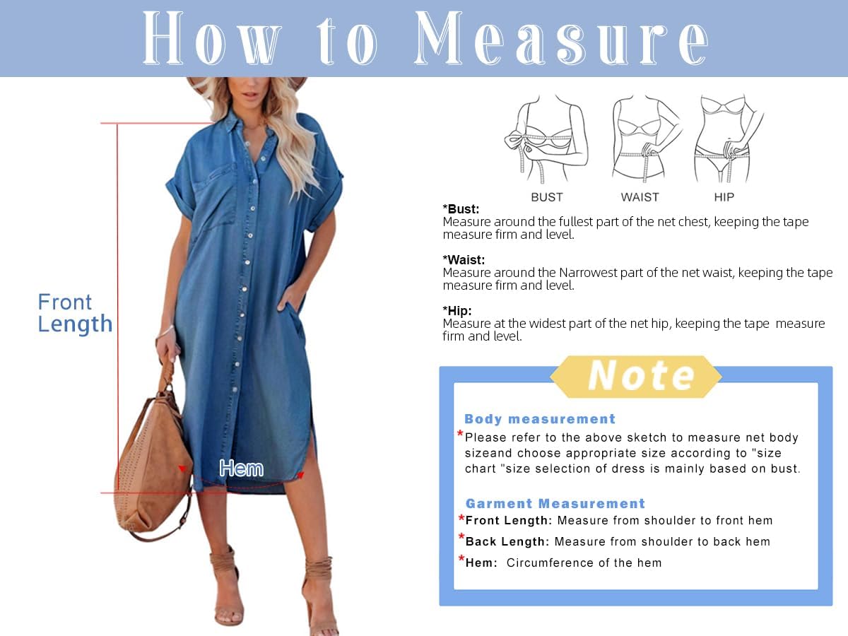 chouyatou Women's Summer Loose Hand Pocket Midi Long Tunic Denim Shirt Dress - Image 3