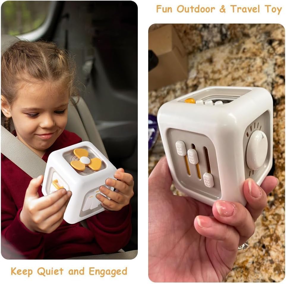 Image of 6-In-1 Activity Cube For 1-Year-Old Boys, Educational Busy Toy For Toddlers 1-3- Sensory Toy To Develop Fine Motor Skills-Travel-Friendly - Birthday Gift For Boys And Girls,White