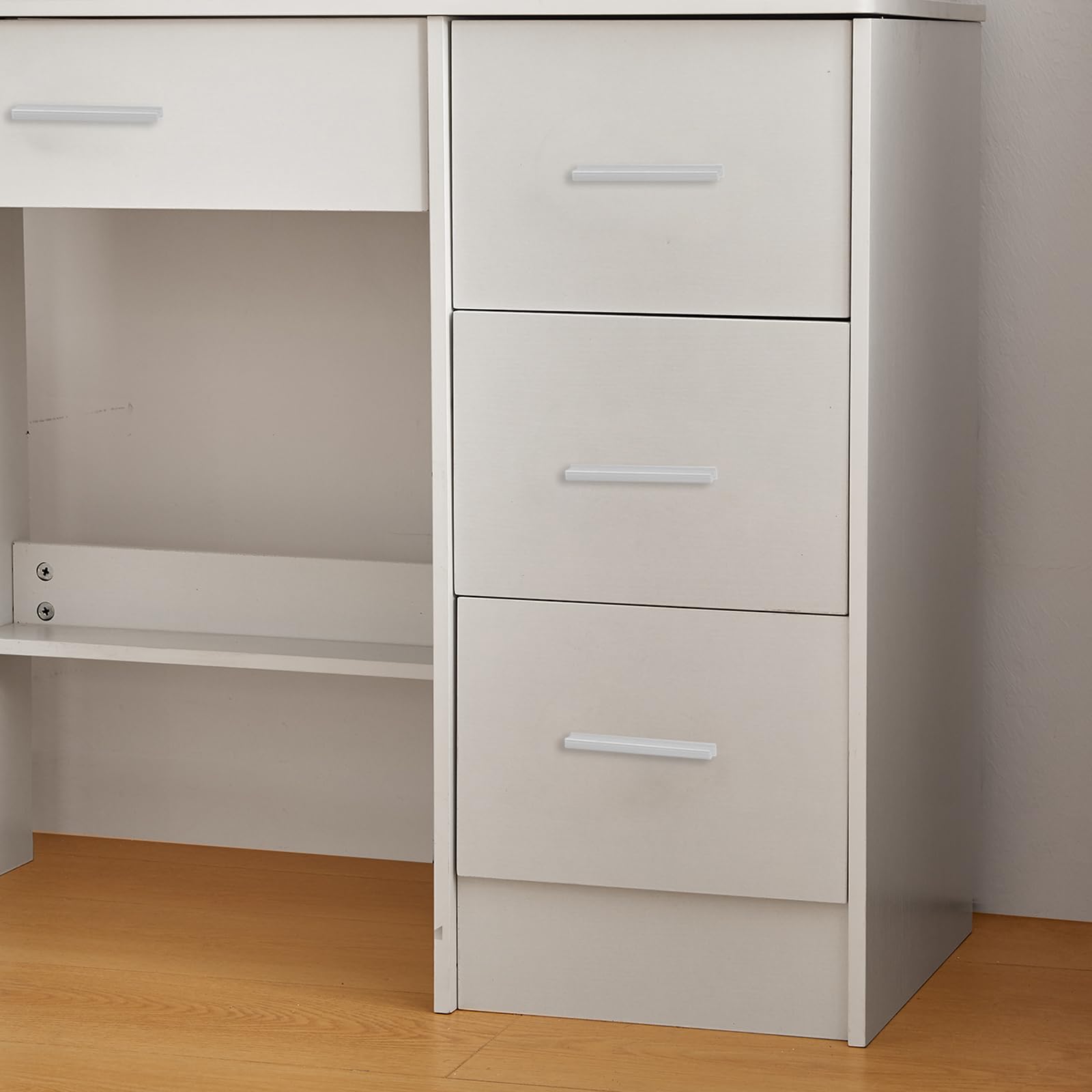 Toeletta Trucco con Luci, Toeletta Trucco con Sgabello, 3 Temperature di Colore e Luminosità Regolabile, Bianco, 36x80x131cm