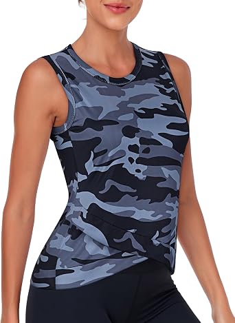 LURANEE Womens Workout Athletic Tank Tops Quick Dry Sun Protection Yoga Gym Crop Sleeveless Shirts