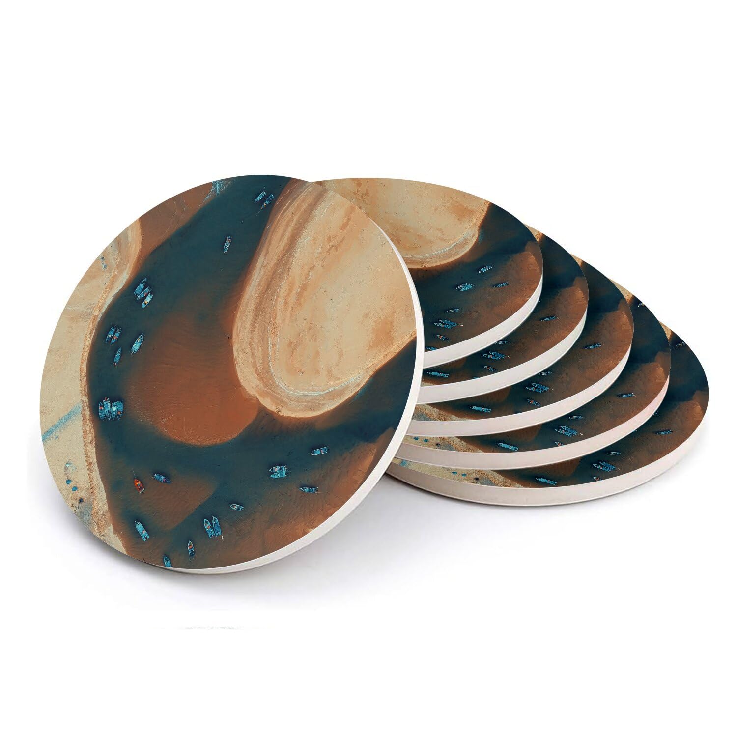 Sous verre ronds en céramique lot de 6 un cadeau idéal pour amateurs de décoration marine