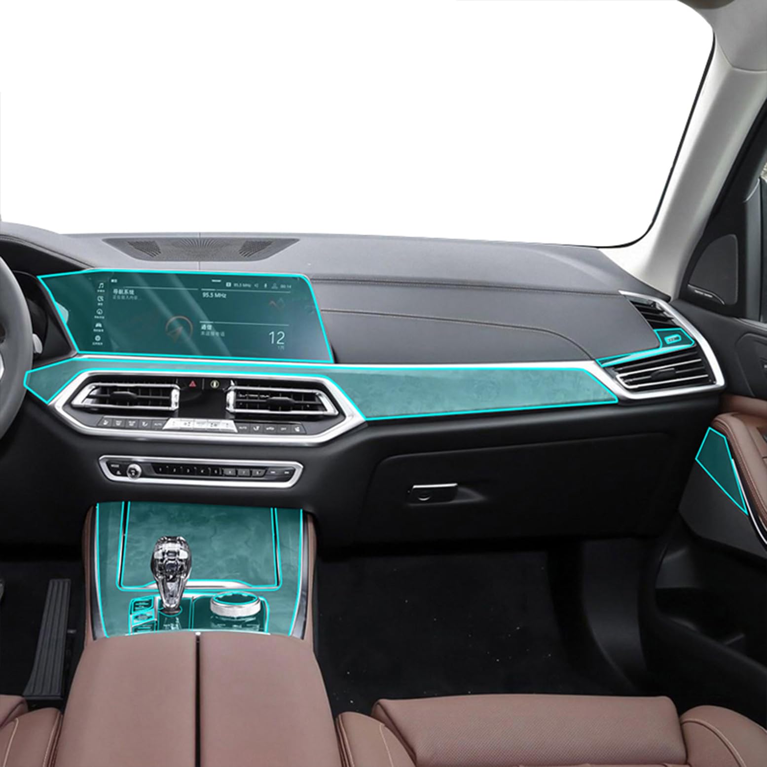 Wnętrze samochodu konsola środkowa przekładnia deska rozdzielcza samonaprawiająca się TPU przezroczysta folia ochronna, do BMW X5 G05 2019 2020 akcesoria