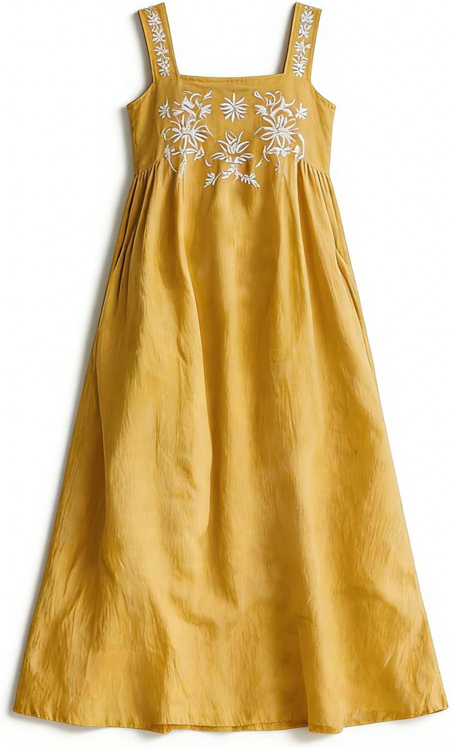 Elegant Embroidered Printed Summer Maxi Dresses for Women Casual Sleeveless Loose Dress Beach Vacation Sundress
