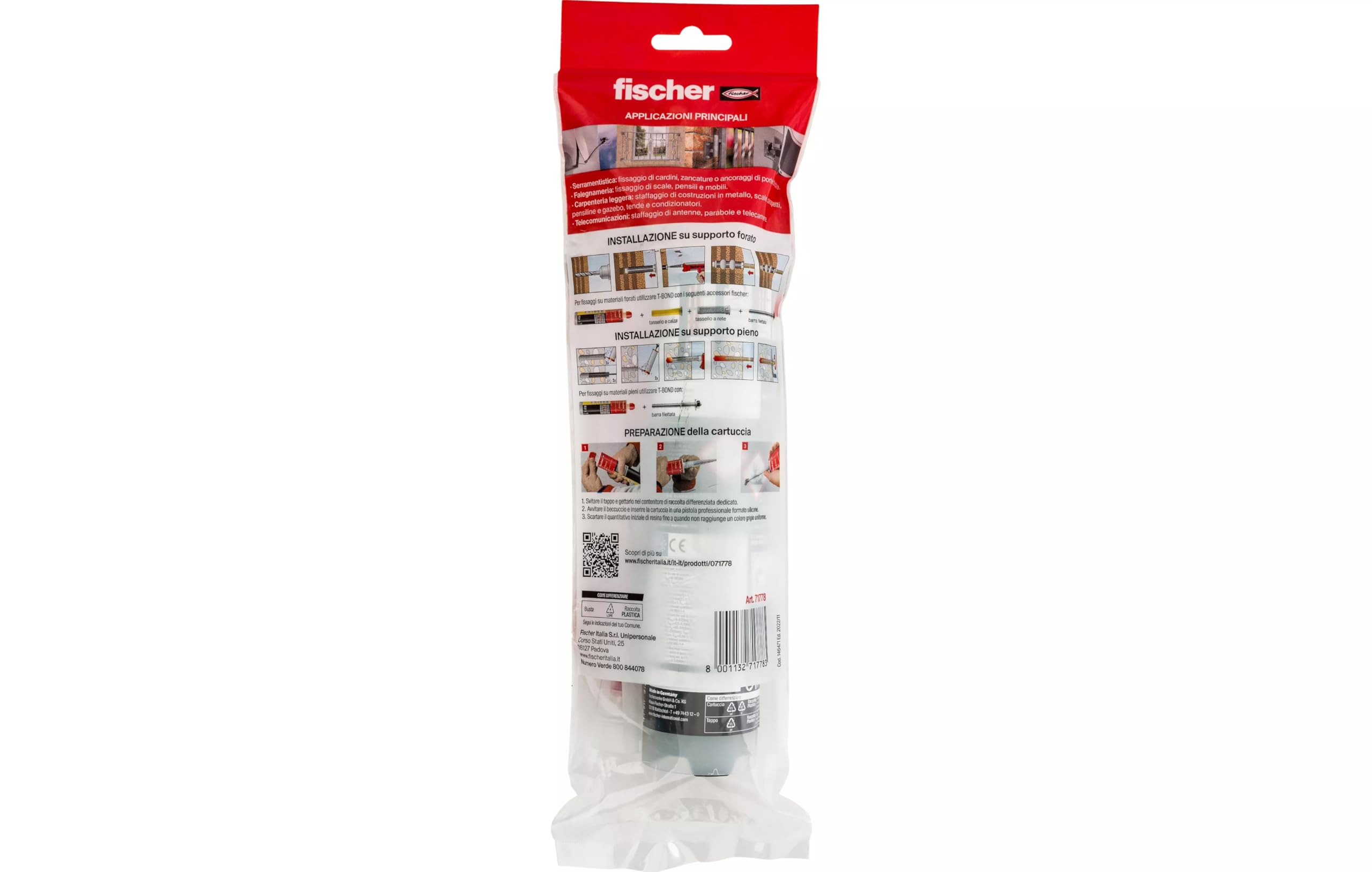 Fischer T-BOND 300 Pro. 1 Tassello Chimico in Resina Hybrid Ancorante ad Iniezione Bi-componente Ibrido per Calcestruzzo Fessurato e Muratura