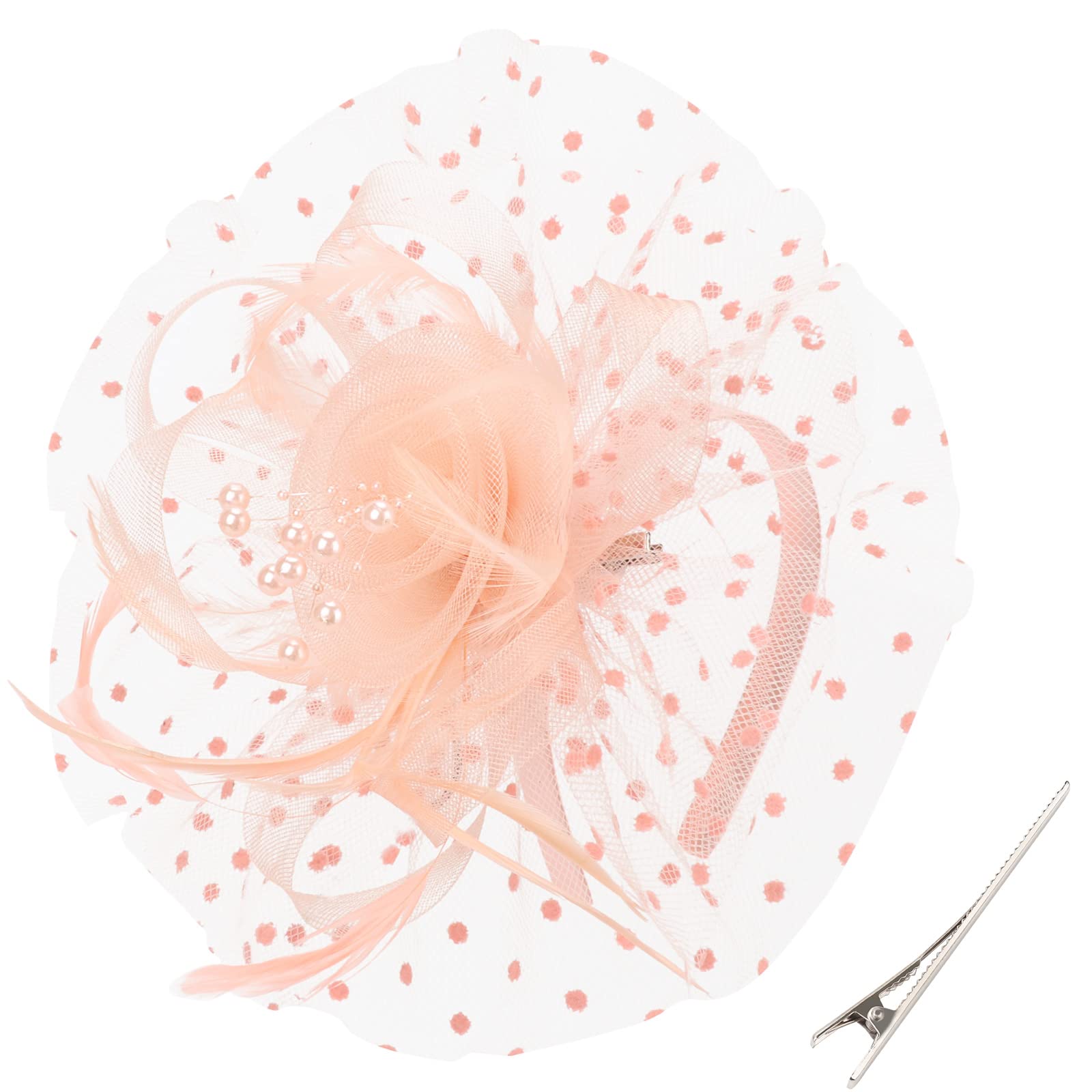 DRESHOWFascinators Hat Tea Party Headwear Ribbons Feathers on a Headband and a Clip for Girls and Women