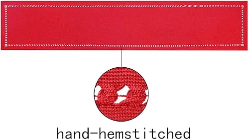 Miniatura 3 de Pañuelos de mesa rectangulares rojos hechos a mano con dobladillo cosido para Navidad, 14 x 72 pulgadas