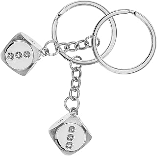 [Tofficu] 錫合金製サイコロチャームキーホルダー 2個 ゲーム好き向け開運お守り 車鍵用アクセサリー プレゼント用男女兼用