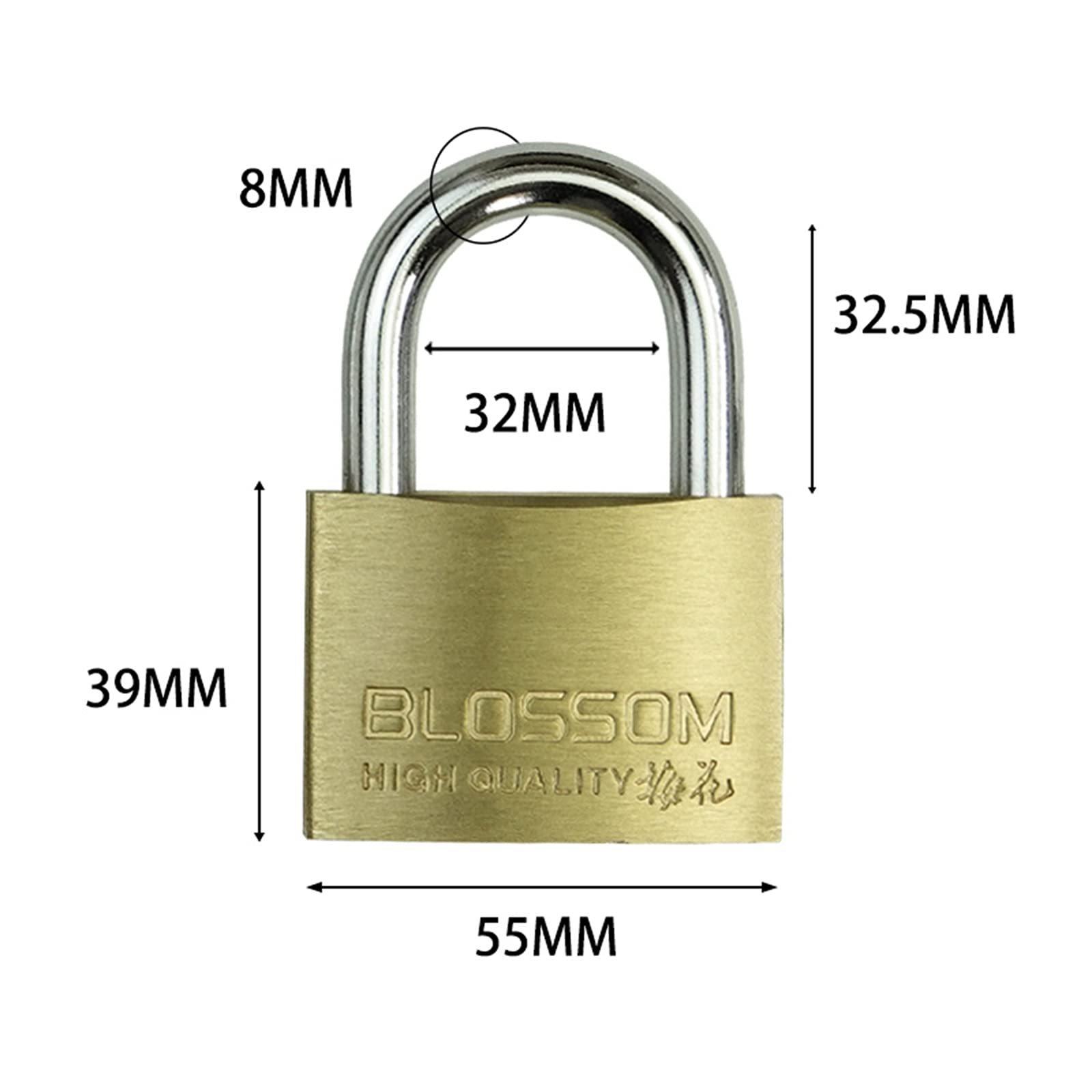 Candado Resistente, candado para Exteriores, Candado con Llave de latón con 3 Llaves y Cerradura antirrobo de Seguridad, Cerradura Opcional de Haz Corto y Haz Largo(55mm)