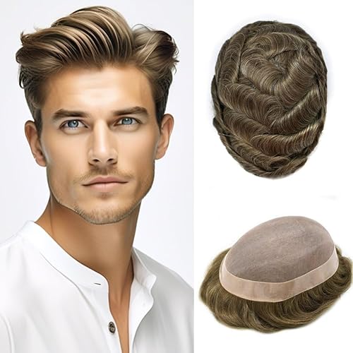 Miniatura 86 de Mens Toupee Hair Piece For Men Fine Mono Men Hair System Toupee For Men Hair Piece Real Human Hair System For Men Protesis Capilar Para Hombre 6x9