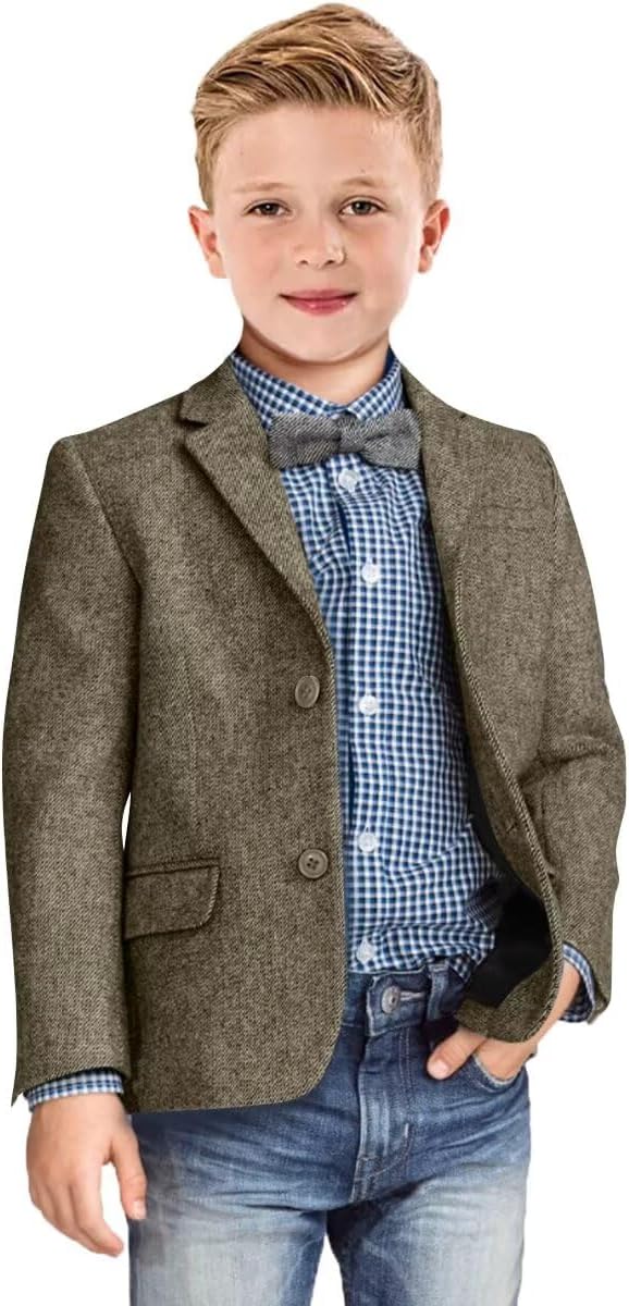 Boys Blazer Retro Herringbone Sport Coat Formal Tweed Patterned Classic Kids Jacket for Boy Wedding Casual Jacket