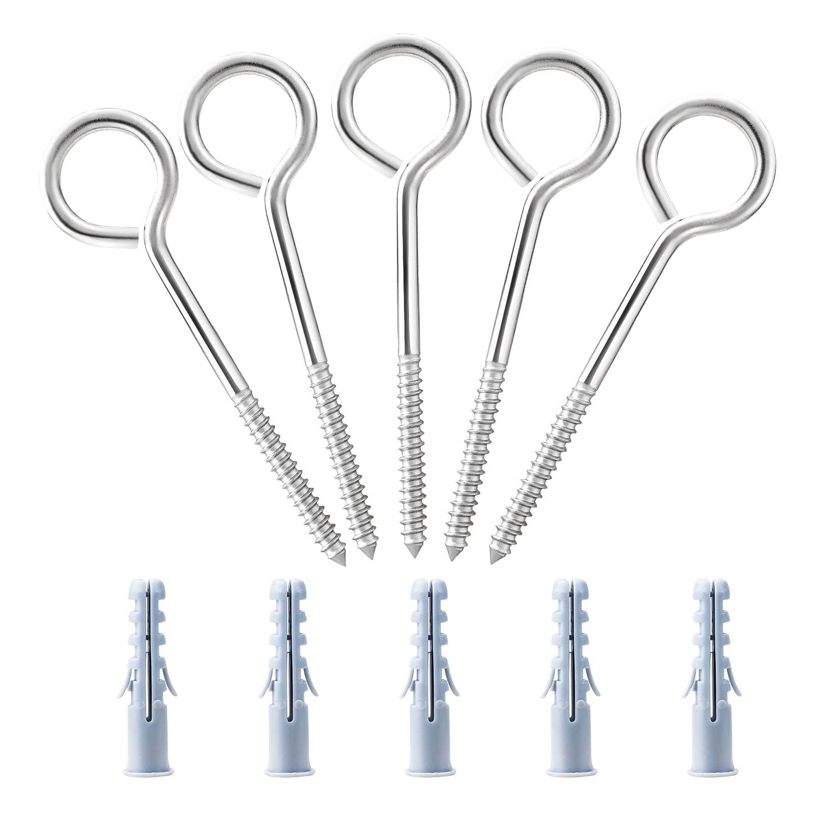 Buy TooTaci Stainless Steel Eye Screw Hooks,M5 ×100mm Eye Bolt Lag Eye