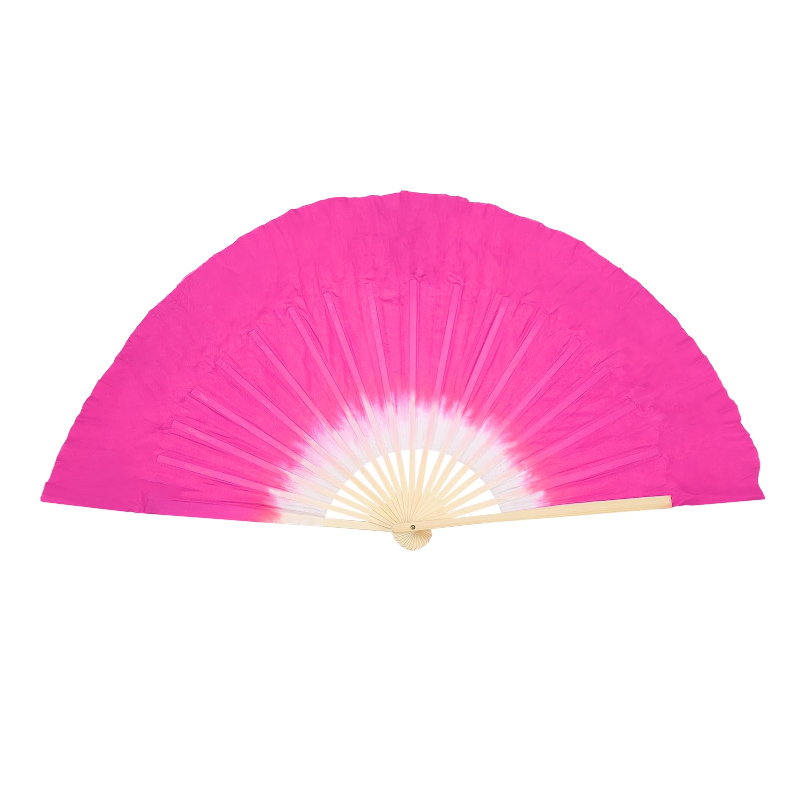 PATIKIL Belly Right Hand Silk Fan Veil 14inch, 1 Pack Short Folding Belly Dance for Women Dance Performance Sport Rose Red
