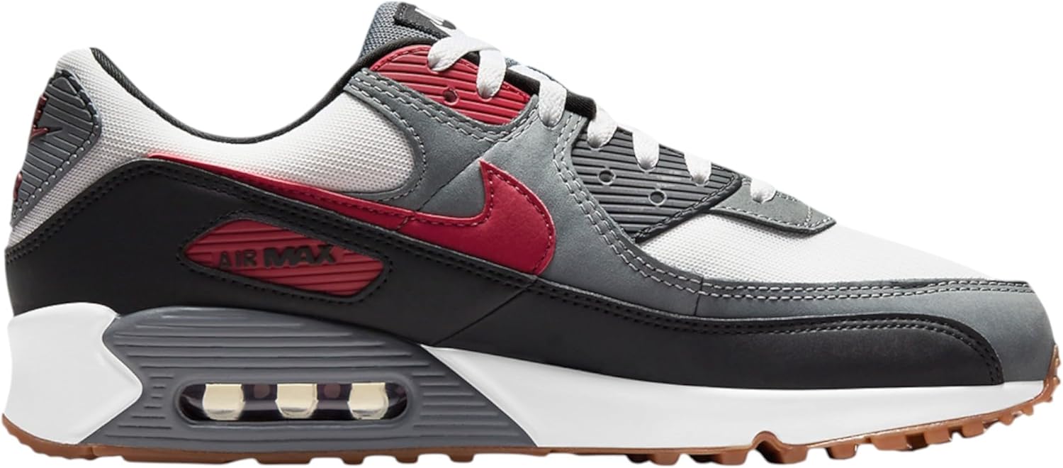 Air Max 90 Mens Running Shoes (White/Cool Grey/Black/Team Red)