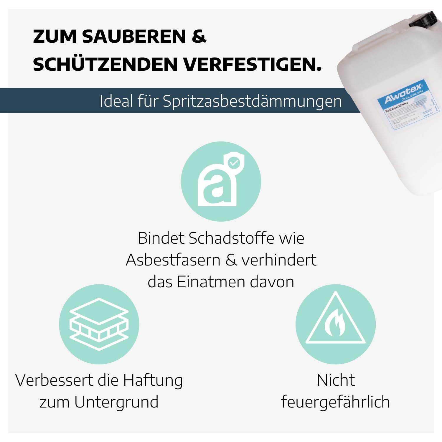 Restfaserbindemittel 25 Liter Kanister I Bindemittel für Spritzdämmungen I nicht feuergefährlich & nicht gesundheitsschädlich I dringt in Spalten ein