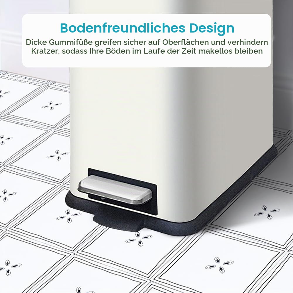 Mülleimer Küche, Rechteckig Tretmülleimer mit Deckel, Weiß | 30 Liter Abfalleimer, Küchenmülleimer, mit Softclose-Deckel, Inneneimer, Geruchsdicht, Schmal Treteimer für Küche, Bad, Büro