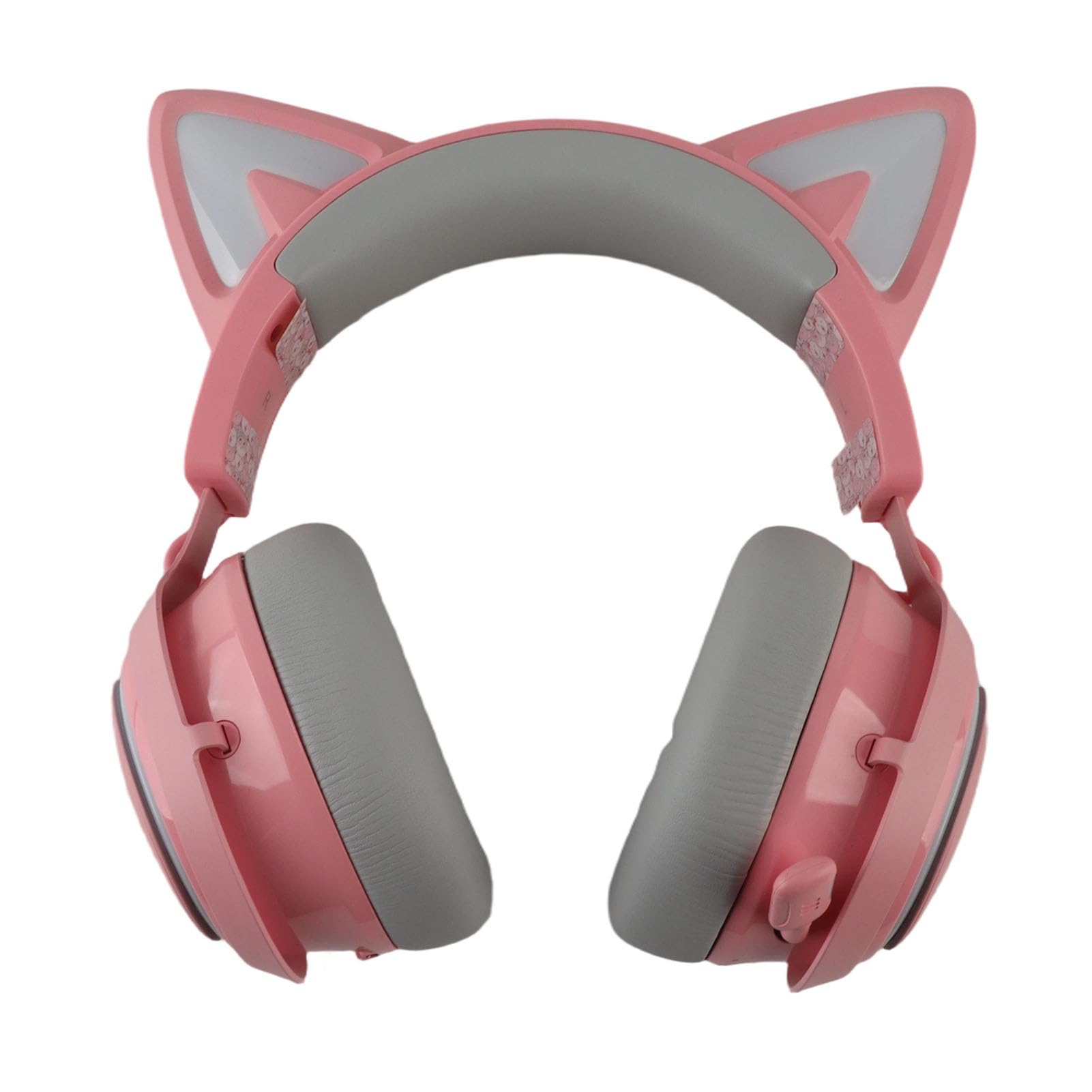 Cuffie da Gioco Cat Ear Cuffie Bluetooth Wireless con Luce RGB con Microfono Ruotabile a 120 Gradi per PC e Laptop (PINK)