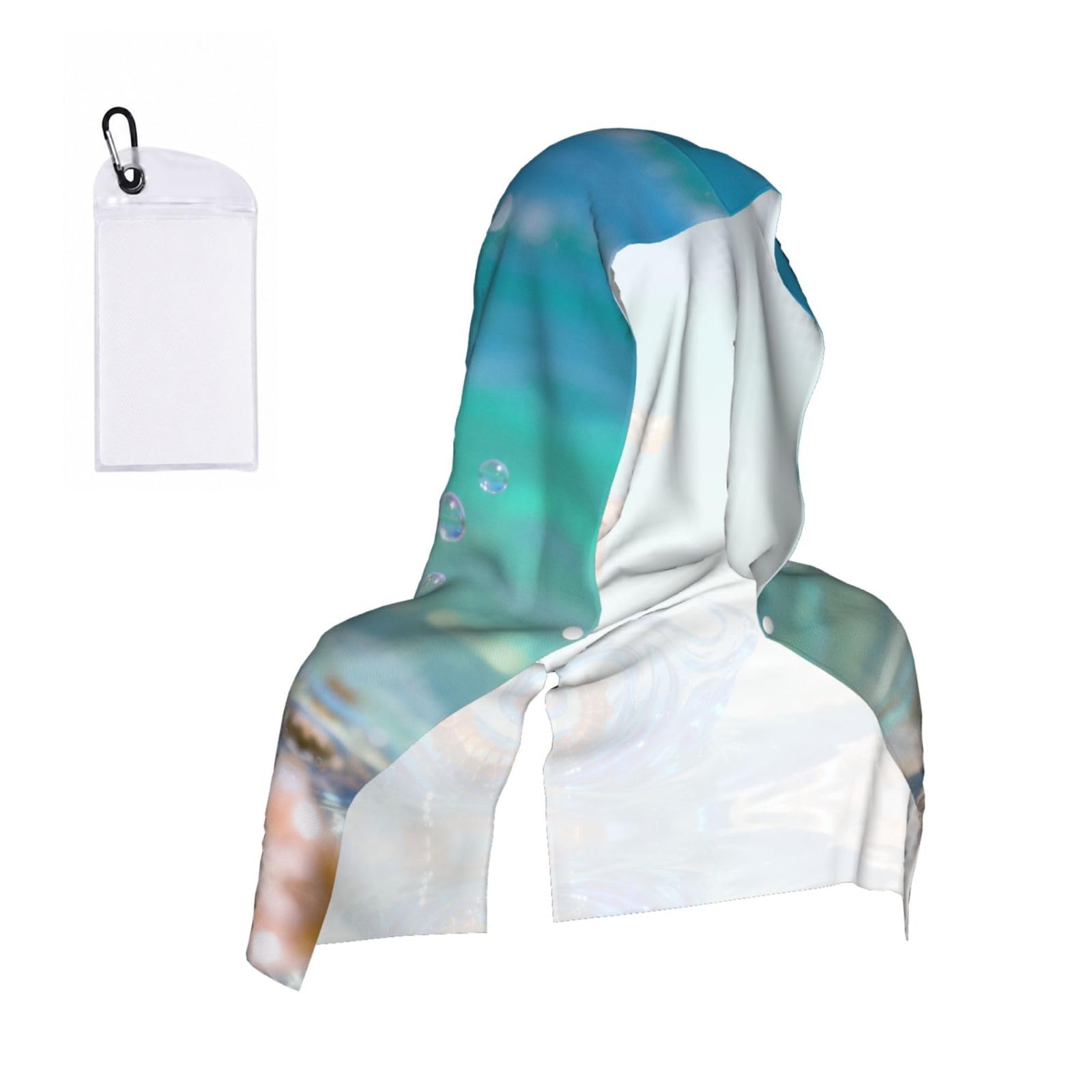 CNTDBU Orange Seahorse Cooling Towel Hooded-Instant Chill Neck Cover for Sports, UV Cooling Rag for Running Gym