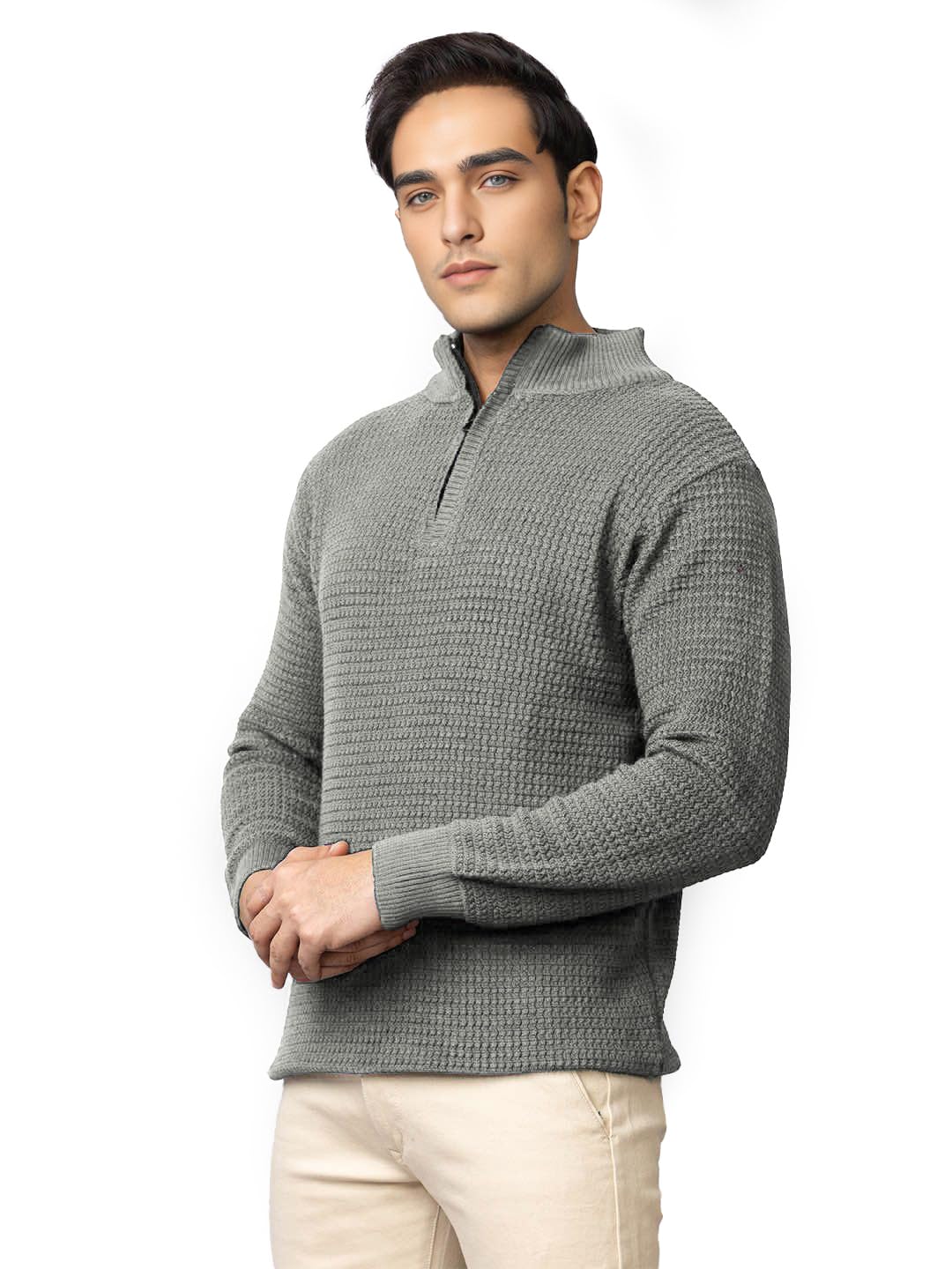 TYSORT Men High Neck Zipper Full Sleeve Waffle Knitted Winter Sweater,Waffle Knit Sweater for Men TYSORT Men High Neck Zipper Full Sleeve Waffle Knitted Winter Sweater,Waffle Knit Sweater for Men