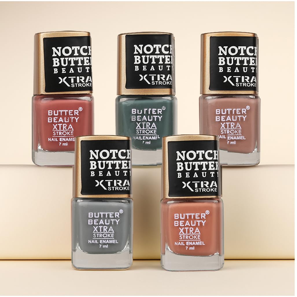 NOTCH Nail Paint Combo Pack Vibrant Nail Colors | Glossy, Long-Lasting & Quick-Dry Formula | 7ml Each | Everyday to Party Shades for Beautiful Nails (Set of 5) (Combo 4, 7ml)-image-39