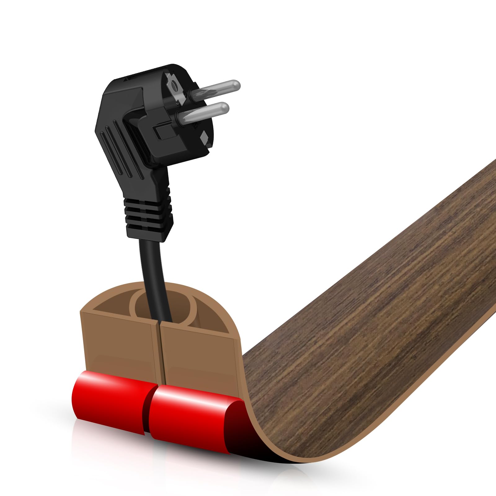 Floor Cord Cover Cable Cavity Self Adhesive Cord Hider Floor 3.3FT Floor Cable Management Power Cord Protector Floor Electric Cord Covers for Offices, Gym, Exhibitions (Misty Brown Wood, 1.18" x 3.3')