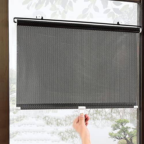 Tenda a Rullo con Ventosa Protezione Solare,Tenda Avvolgibile Oscurante,Tenda per Finestra Termica Portatile,Schermo Privacy per Balcone,Ufficio,Bagno,Auto,Senza Perforazione (80x125cm(32x49in))