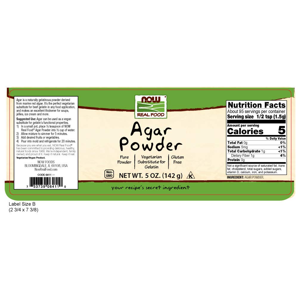 NOW Foods, Agar Pure Powder, Vegetarian Substitute for Gelatin, Gluten