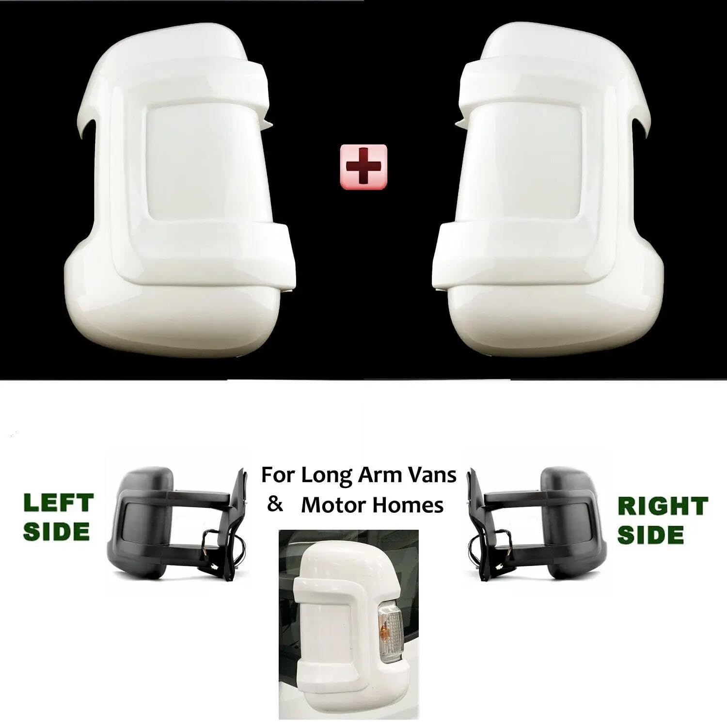Capuchon Rétroviseur Protections Pour Rétroviseurs De Camping-car Coques De Rétroviseurs Faciles À Installer Pour Fiat Pour Ducato Bras Long Paire Blanc CLVCCZTZGW
