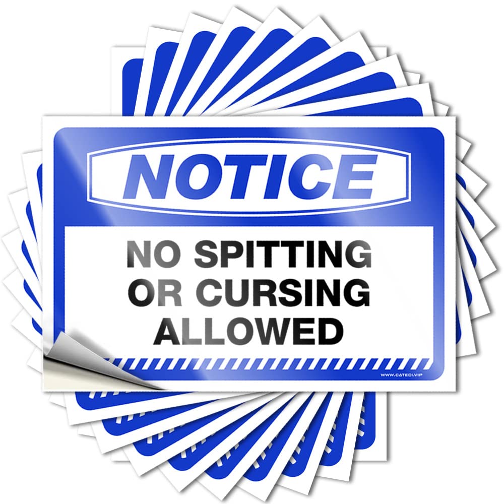 Notice No Spitting Or Cursing Allowed Decals New | Spicy Accessory Removable Decal Pack(12X18CM)
