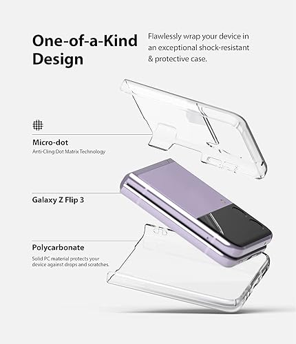 Miniatura 3 de Ringke Funda delgada compatible con Samsung Galaxy Z Flip 3, PC dura fina y suave de alta calidad con funda protectora de agarre antideslizante para