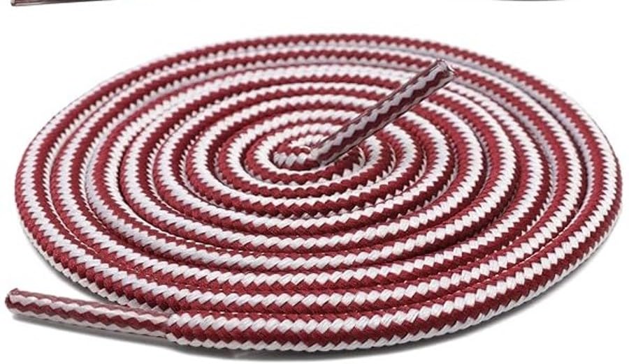 Image of Round Shoelace (2 Pair) Boot Laces Running, Sports, Gym, Casual Dual Coloured Striped Shoe String