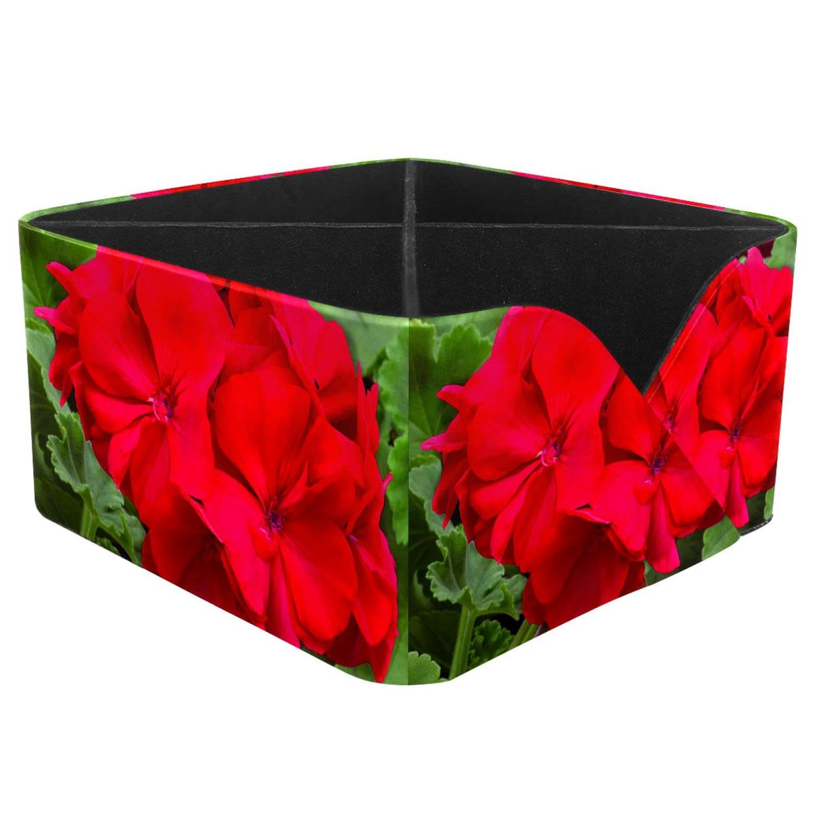 KengjuTesu Beautiful Red Geraniums Desktop Organizer Pen Holder, Rectangular Pencil Cup for Office, Study and Makeup Stations