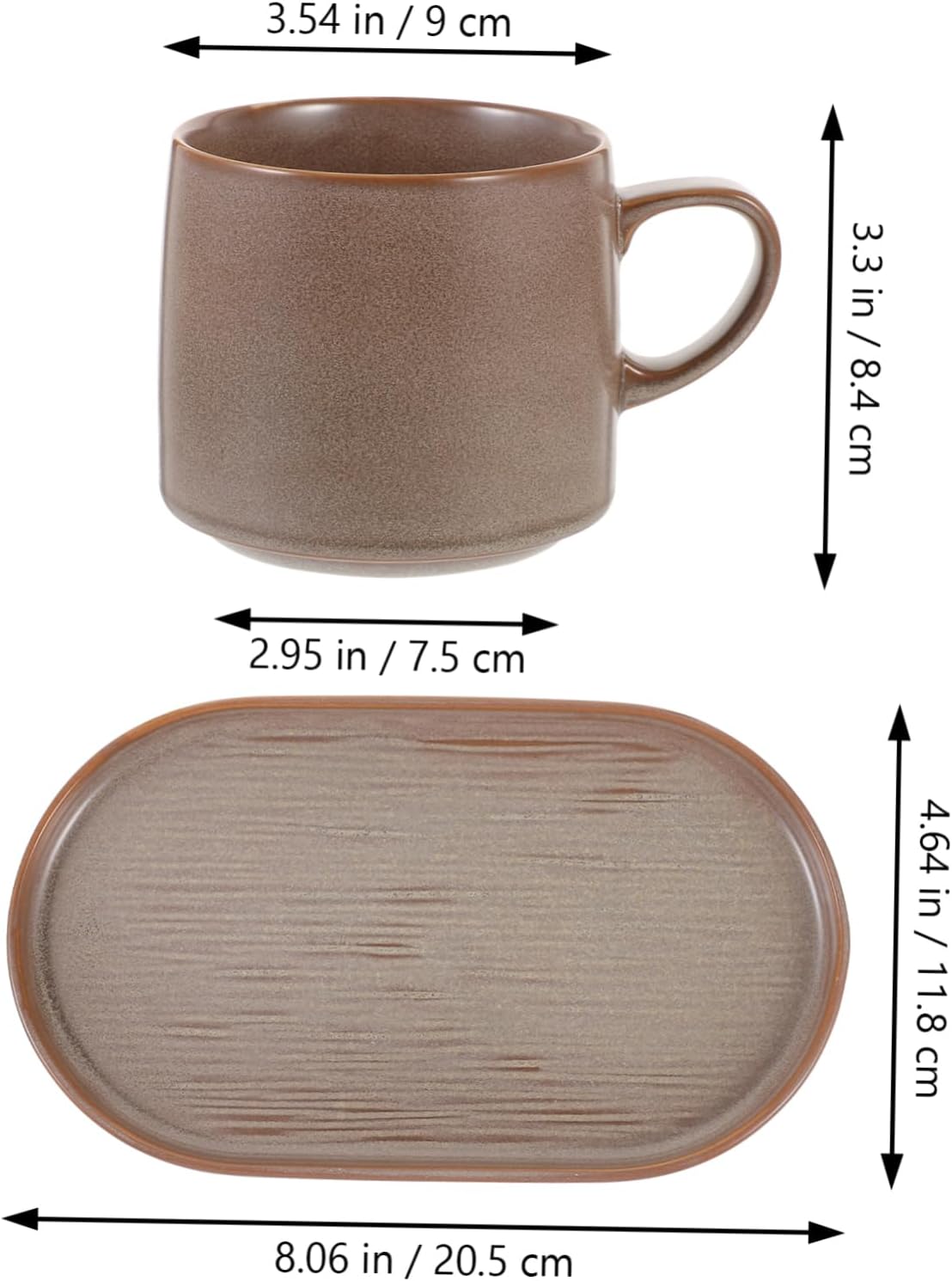 1 Set Ceramic Coffee Mug with Saucer Breakfast Cup and Plate Elegant Deep Daily Use for Tea and Coffee and Easy to Clean