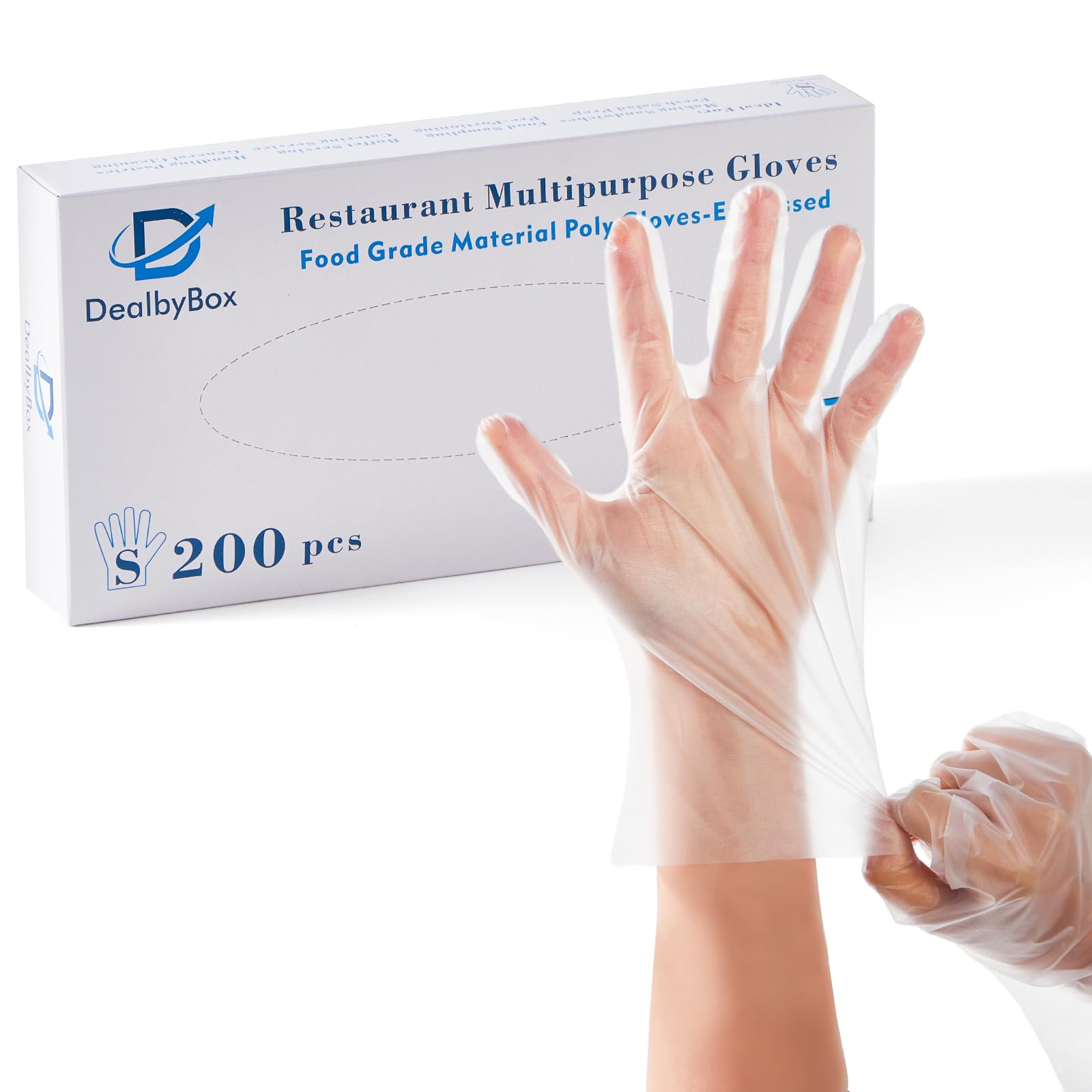 DealbyBox 1000pcs Plastic Food Safe Gloves, Disposable Gloves for Restaurant Cooking, Food Handling, Serving, Prep,Baking. (Large)