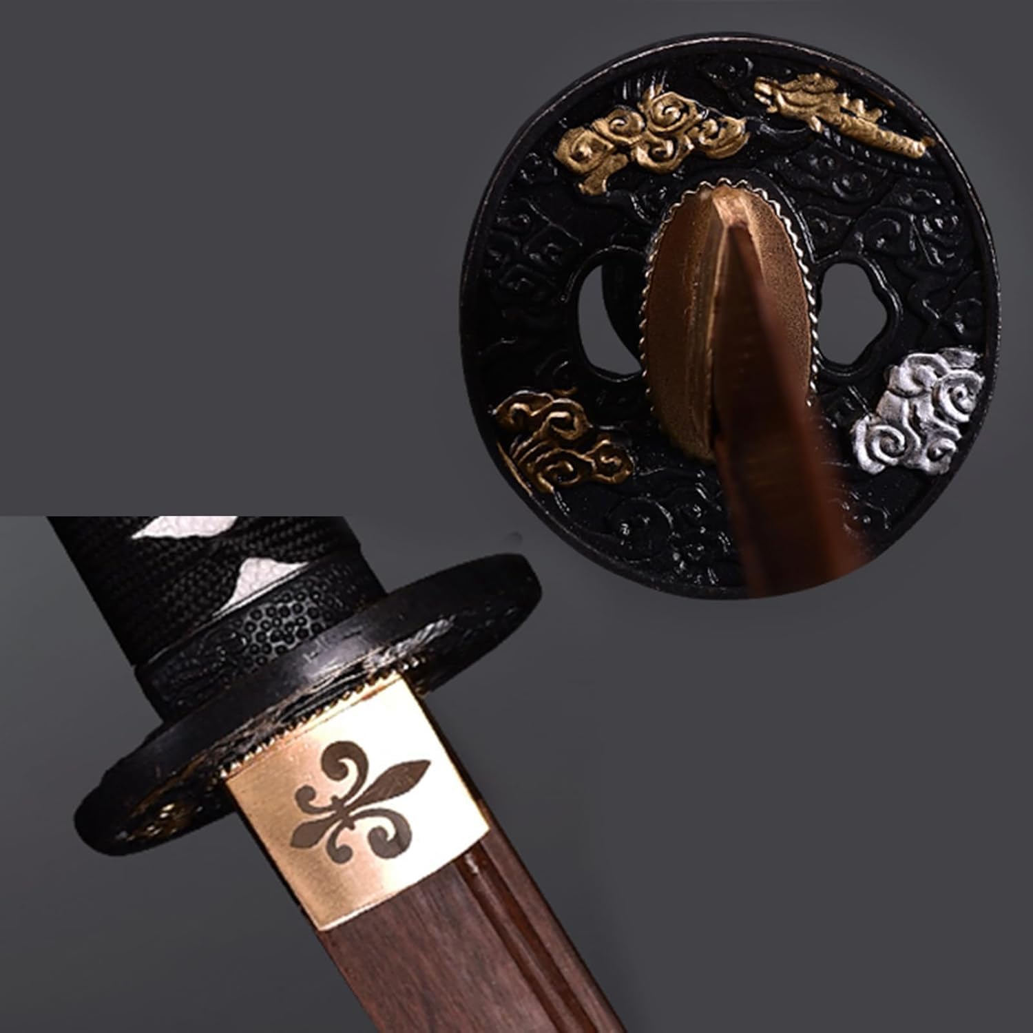 Katana en Bois de wengé Naturel,bokken Fait à la Main,épées de samouraï en Bois,épée d'entraînement en Bois pour la décoration,Cosplay,Kendo,Cadeaux,Festivals-D||103CM