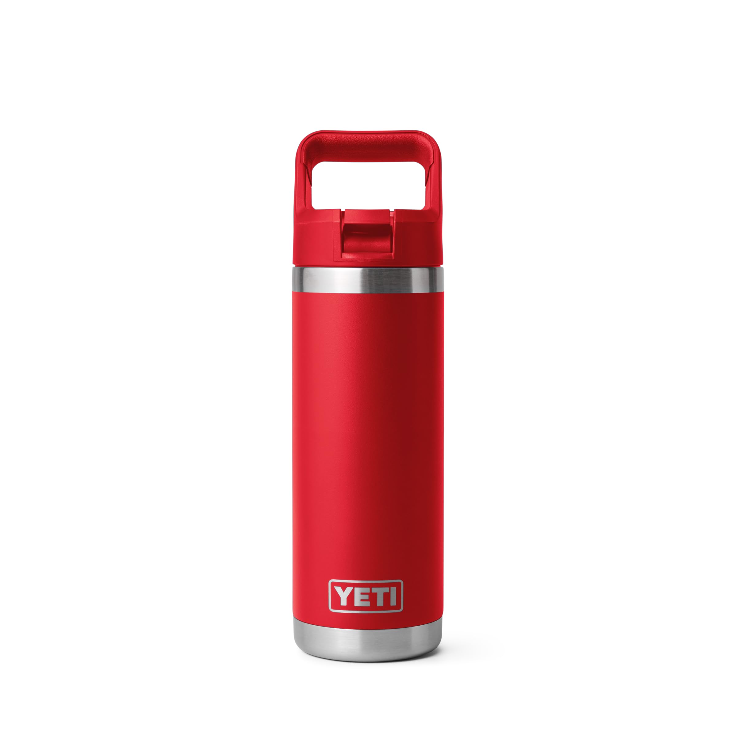 YETI Rambler C Straw Bottle, Stainless Steel Vacuum Insulated Bottle with Straw Cap, Rescue Red, 18 oz (532 ml)