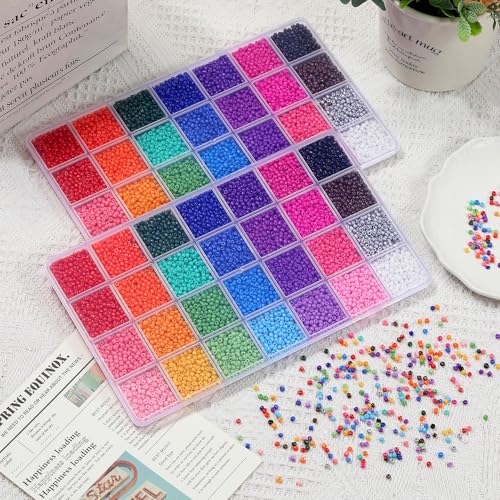 Image of 28 Colors 3mm Seed Beads, 7200PCS Glass Seed Beads Kit for Jewelry Making, Craft and Bracelet Making