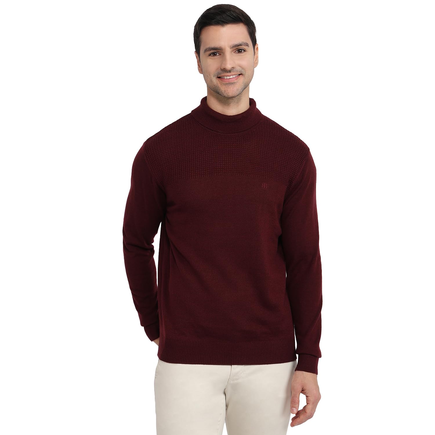 Men Regular Fit Structure Pattern Acrylic Wool Blend Full Sleeve Turtle Neck Casual Sweater-image-37