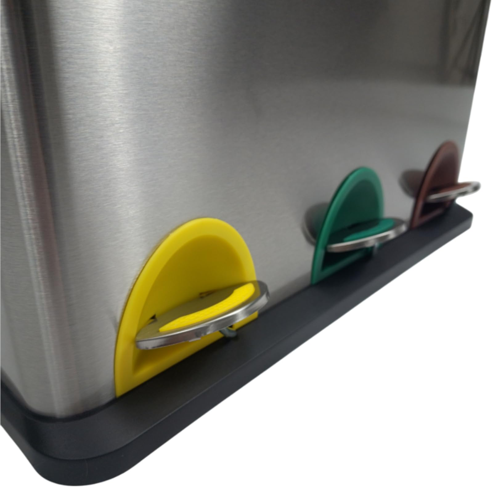 Mülleimer 24L 3 Fächer, Edelstahl Treteimer mit Inneneimern, Mülltrennsystem Küche, Abfalleimer mit Pedal, Recycling Abfallbehälter modern, Mülltrennung für Küche und Büro