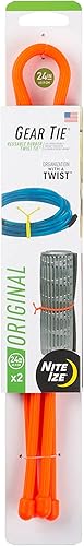 Nite Ize Gear Tie - Corbata de goma reutilizable de 24 pulgadas, paquete de 2, color naranja brillante