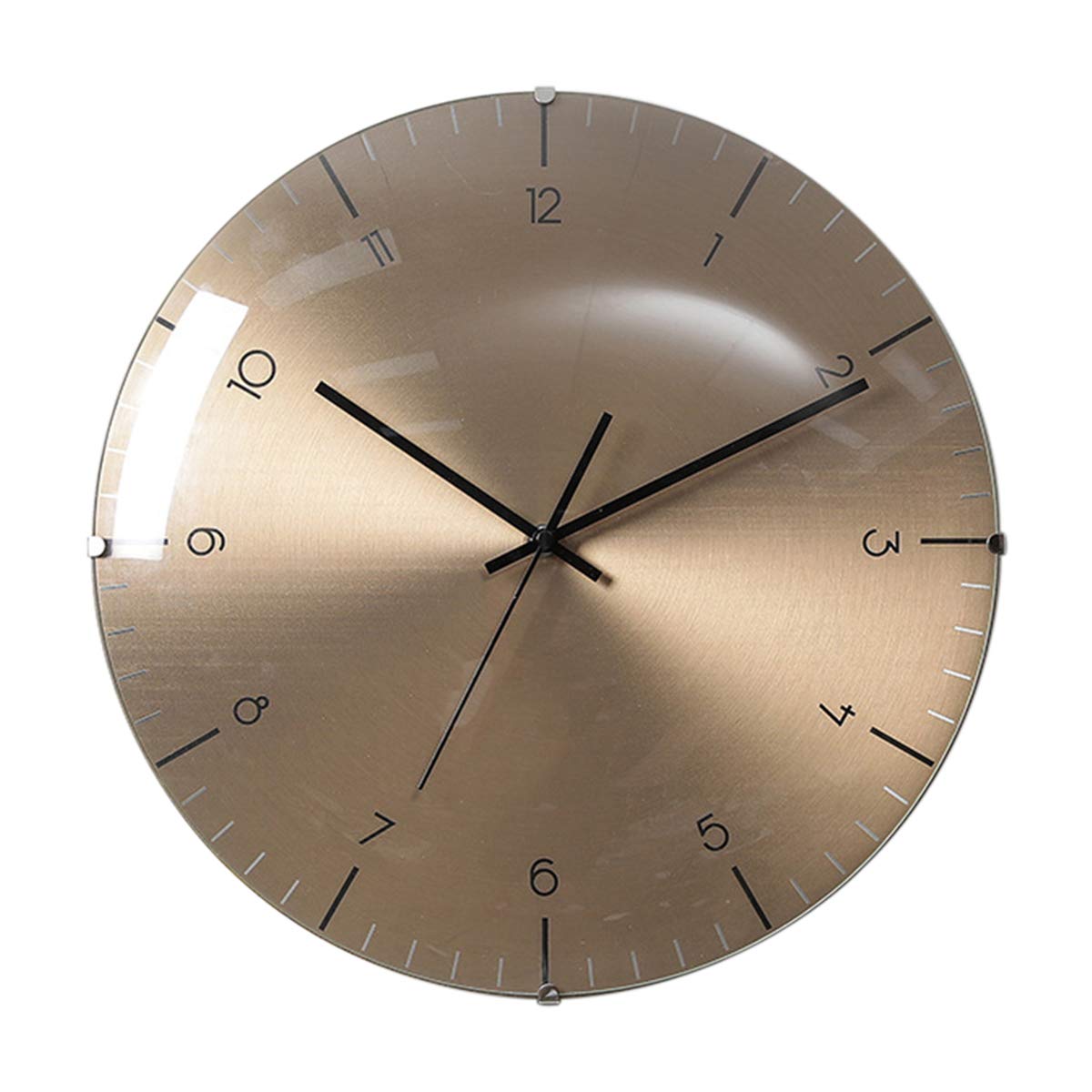 MYUYEE Household and Commercial European-Style Simple Round Mute, Digital Quartz Clock/Silent Sweep Seconds/Transparent Glass,Wood Color-14 inches
