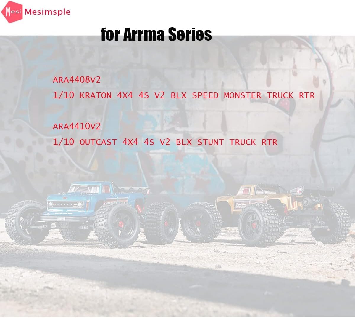 Mesimsple Alloy Rear Lower Suspension A Arm ARA330710 6061 Alum for Arrma 1/10 Kraton Outcast V2 4S BLX Upgrades Part Red
