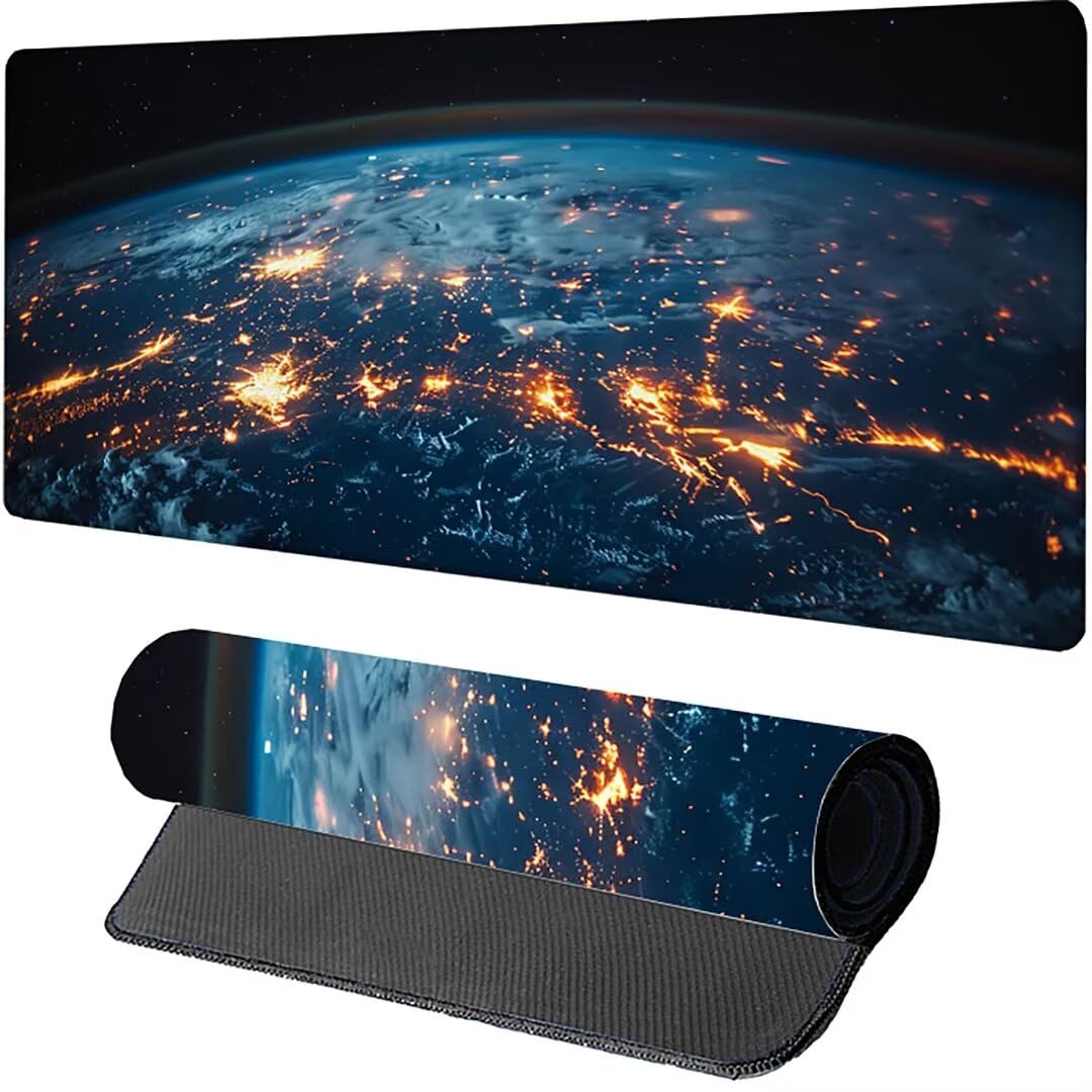 Excel Shortcut-Tasten-Mauspad - erweitertes großes 1200 x 600mm XL-Spickzettel-Gaming-Mauspad | PC-Büro-Tabellenkalkulation-Tastaturmatte | rutschfeste genähte Kante Blau Mond